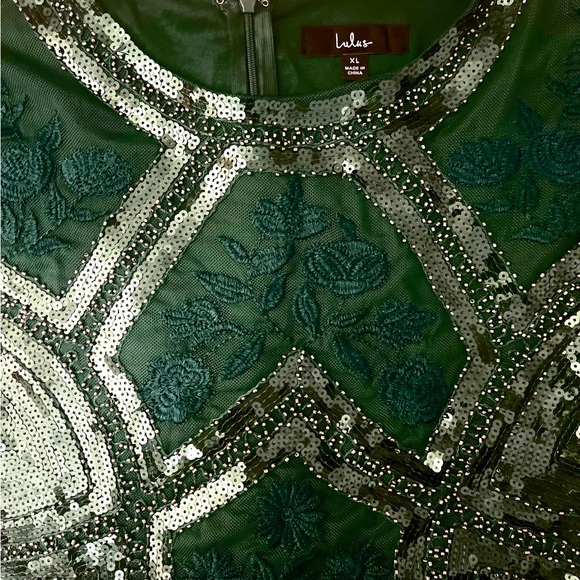 Lulu's Dark Green Embellished Mini Dress - Picture 4 of 4